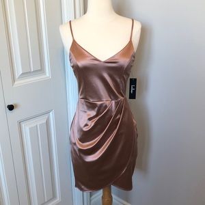 Rose gold / mauve satin cocktail dress